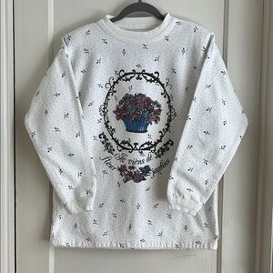 Vintage 90s Made in USA Cotton White Denim Pullover Sweatshirt